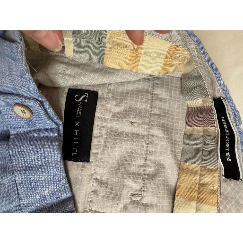Hiltl Men's Linen Pants Light Blue Size 34/38 - Picture 4 of 10